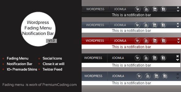 Fading Menu with Notification Bar and Social Icons