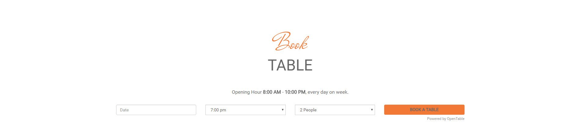 Book the table - WordPress restaurant theme