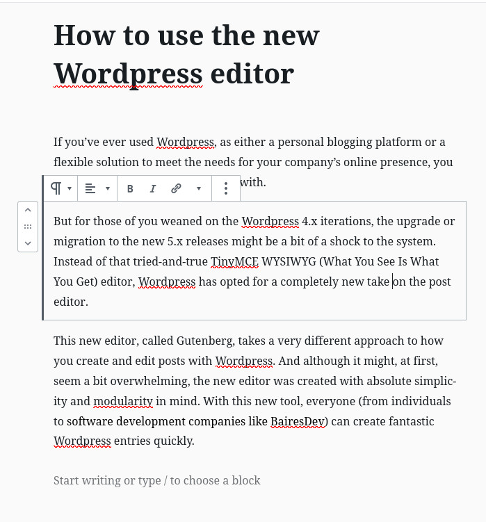 gutenberg post editing